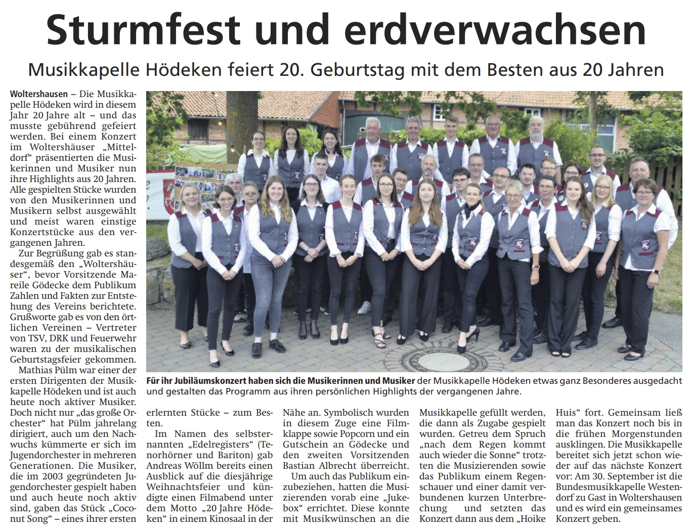 Mehr über den Artikel erfahren Jubiläumskonzert 20 Jahre Musikkapelle Hödeken