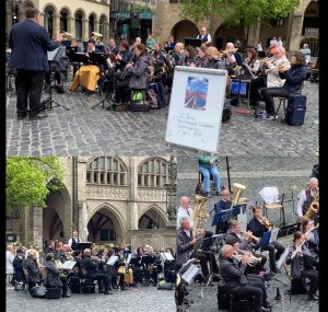 Mehr über den Artikel erfahren Gemeinsamer Auftritt mit dem Musikverein Himmelsthür auf dem Marktplatz in Hildesheim